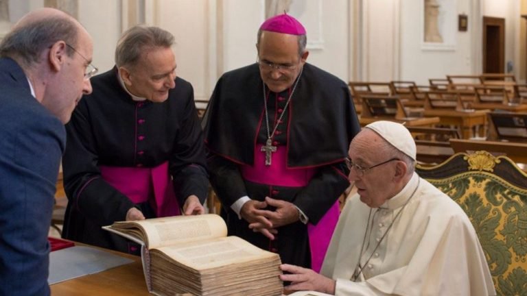Pope Francis visits the Vatican Apostolic Library