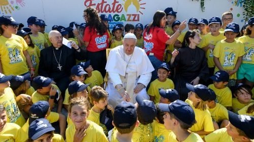 Pope Francis visits the children of the Vatican Summer Camp